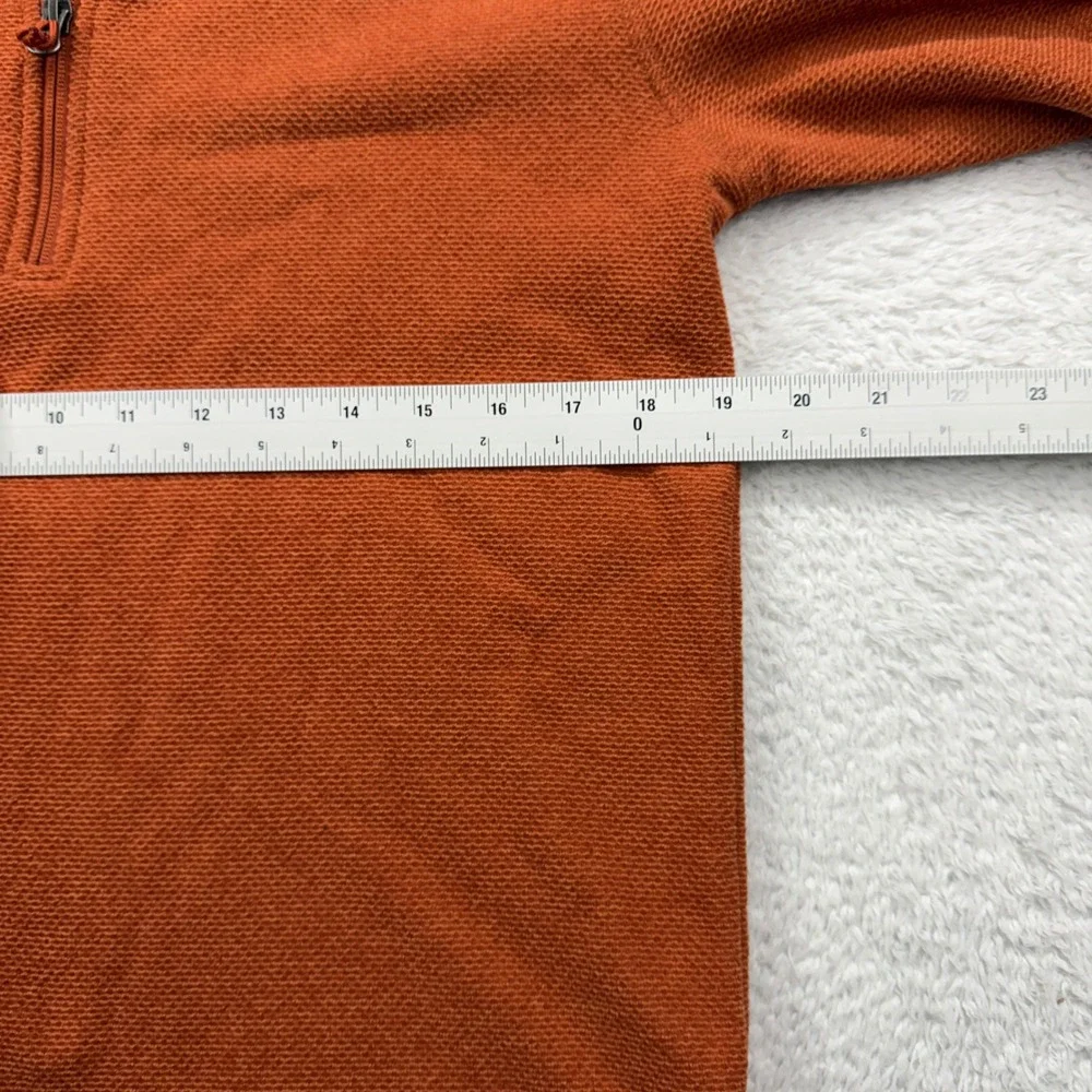 The North Face Mens‎ Small Burnt Orange Waffle Knit Quarter Zip Fleece Pullover